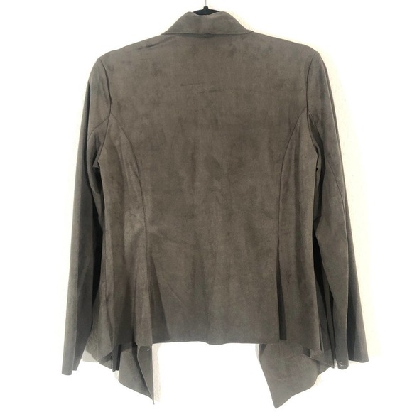 Catherine Malandrino Olive Green Faux Suede Cascade Open Front Jacket Petite S - Picture 4 of 12